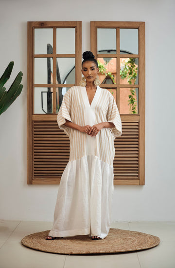 Republic of Ruru Dani Kaftan (Beige Stripe)